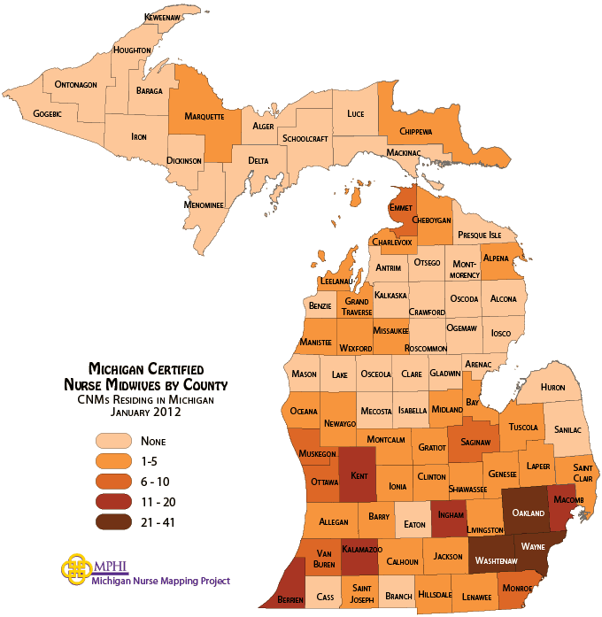 MI CNMs by county map